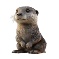 Cute Otter Sitting Up with Transparent Background, Adorable Otter with a Curious Expression,  Otter with Wet Fur, Isolated Otter Image for Digital Use png