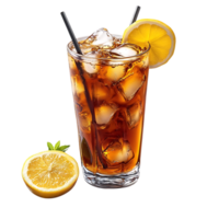 Refreshing Iced Tea with Lemon Slice and Transparent Background png