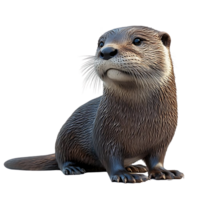 Cute Otter Sitting on Transparent Background, Adorable Mammal with Brown Fur png