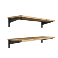 Floating Shelves with Black Metal Brackets, for a Modern and Minimalist Look, Perfect for Displaying Decor or Organizing Books and Small Items png