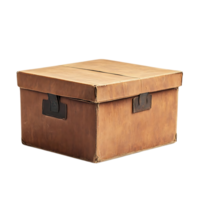 Vintage Cardboard Box with Metal Clasps, Isolated on Transparent Background png