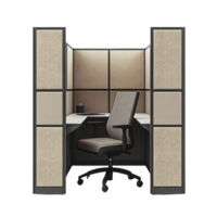 Modern Office Cubicle with Transparent Background, Featuring a Comfortable Chair and Desk for Productivity png