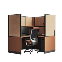Modern Office Cubicle with a Transparent Background, Offering Privacy and Functionality png