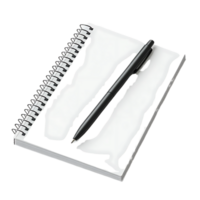 Blank Notebook with a Black Pen on a Transparent Background, Ideal for Note-Taking and Creative Ideas. png