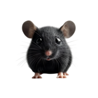 Cute Black Mouse with Transparent Background, Adorable Pet Rodent with Big Eyes and Pink Nose png