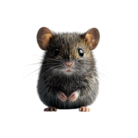 Cute Mouse with Transparent Background, Adorable Rodent with Big Eyes, Small Animal with a Black Background,  Mouse Posing for a Portrait, Isolated Animal with  Transparent Background png