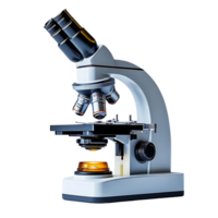 Exploring the Microscopic World with a Sleek White Microscope on a Transparent Background png