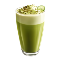 Refreshing Green Tea Latte with Whipped Cream and Cucumber Garnish, a Delicious and Refreshing Beverage with a Transparent Background png