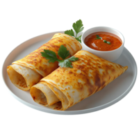 Crispy Dosa with Spicy Sambar, A Delicious South Indian Street Food with Transparent Background png
