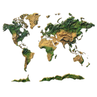 The World Map With a Transparent Background,  A Detailed 3D Representation of Earth's Continents and Oceans png