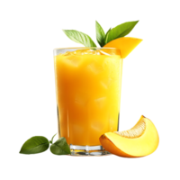 Refreshing Mango Juice with Ice and a Slice of Mango, Perfect for Summer, with a Transparent Background png
