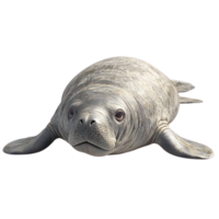 Manatee with Transparent Background,  Sea Cow with a Curious Expression,  Gentle Giant of the Sea with a Clear Background,  Marine Mammal with Transparency png