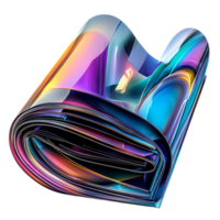 Abstract Rolled Iridescent Surface, Colorful and Shiny, with a Transparent Background png