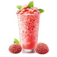 Refreshing Lychee Smoothie with Transparent Background, Perfect for Summer, Delicious and Refreshing Lychee Drink with a Clear Background png