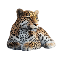 Leopard Resting with a Transparent Background, Wildlife Photography, Big Cat with Rosettes, Carnivore Portrait, Animal with Spots, Nature Image, Isolated Animal, Leopard in Focus, Wild Cat, Panthera Pardus, Beautiful Fur, Striking Gaze, Graceful Predator, png
