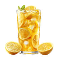 Refreshing Iced Tea with Lemon Slices and a Transparent Background, A Summer Drink with a Clean Cut png