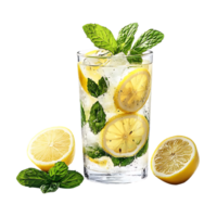 Refreshing Lemonade with Mint and Ice, a Summer Drink with a Transparent Background png