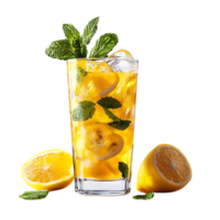 Refreshing Iced Lemon Tea with Mint and Ice, A Cool and Refreshing Drink for a Summer Day, with a Transparent Background png
