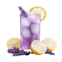 Refreshing Lavender Lemonade with Ice Cubes and Lemon Slices, a Summer Beverage with a Transparent Background png