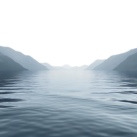 Tranquil Mountains Reflecting in a Serene Lake with a Transparent Background png