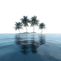 Palm Trees Reflecting on a Tranquil Ocean with a Transparent Background png