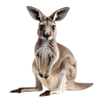 A Curious Kangaroo Sitting on a Transparent Background, an Australian Icon with Big Ears and a Powerful Tail png