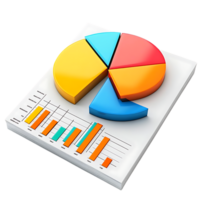 Analyzing Data with a Colorful Pie Chart and Bar Graph on a Transparent Background png