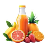 refrescante fruta suco com uma transparente fundo, uma delicioso mistura do laranjas, toranja, morangos, e framboesas png