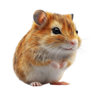 Cute Hamster with Transparent Background Sitting on White Surface with Paws Together and Looking at the Camera png