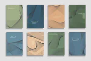 Collection of color abstract striped covers, templates, backgrounds, placards, brochures, banners, flyers and etc. Stylish minimalistic posters - elegant design. Curve lines print vector