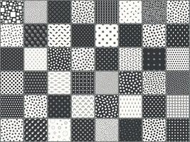 Collection of seamless monochrome geometric patterns. Minimalistic endless gray backgrounds. Trendy textile prints with symbols vector