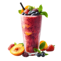 Refreshing Berry and Peach Smoothie with a Transparent Background png