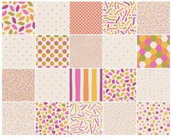Collection of seamless color patterns. Trendy geometric backgrounds. Simple unusual textile prints. Bright endless design vector