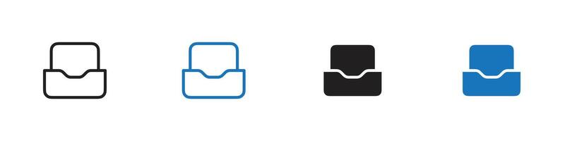 Inbox icon set outline vector