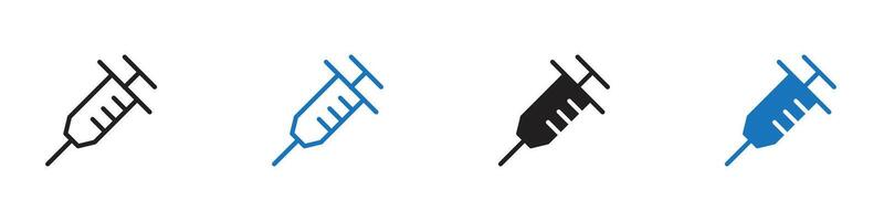 Syringe icon set outline vector