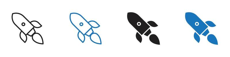 Rocket icon set outline vector