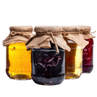 different color honey jars transparent background png
