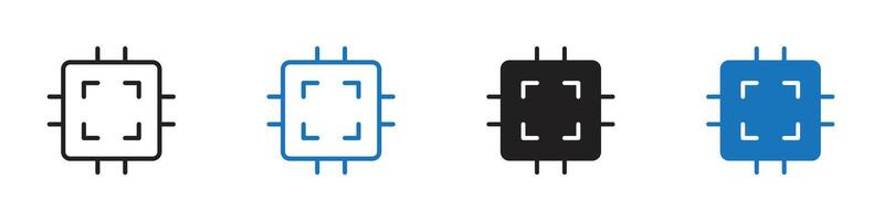 Processor icon set outline vector