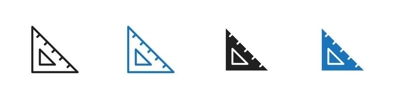Ruler triangle icon set outline vector