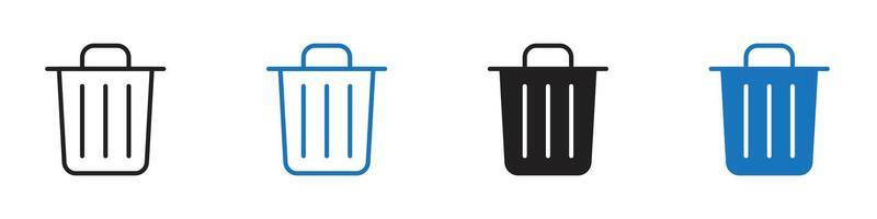 Trash icon set outline vector