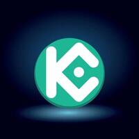 flat KuCoin Token KCS Token symbol on blue background vector