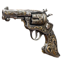 old style revolver gun transparent background png