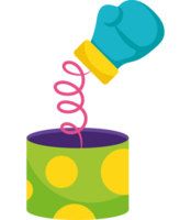 A colorful box with a glove and a pink ribbon png