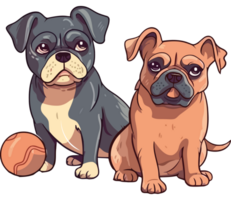 Two dogs sitting next to each other with a ball png