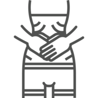 A black and white illustration of a man holding his hands png