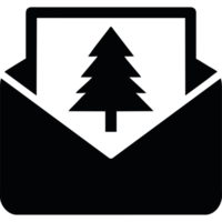 An open envelope with a tree inside png