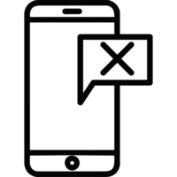 A black and white image of a phone with a message png