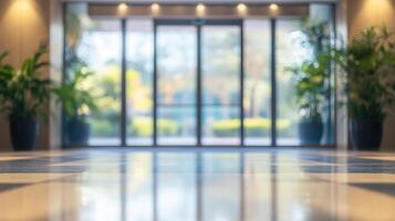 blurred office lobby entrance building photo
