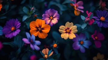 Vibrant close-up of colorful flowers photo