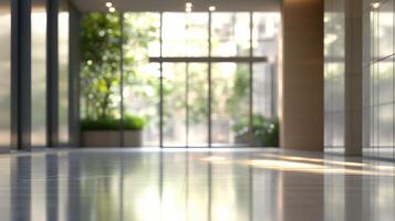 blurred office lobby entrance building photo